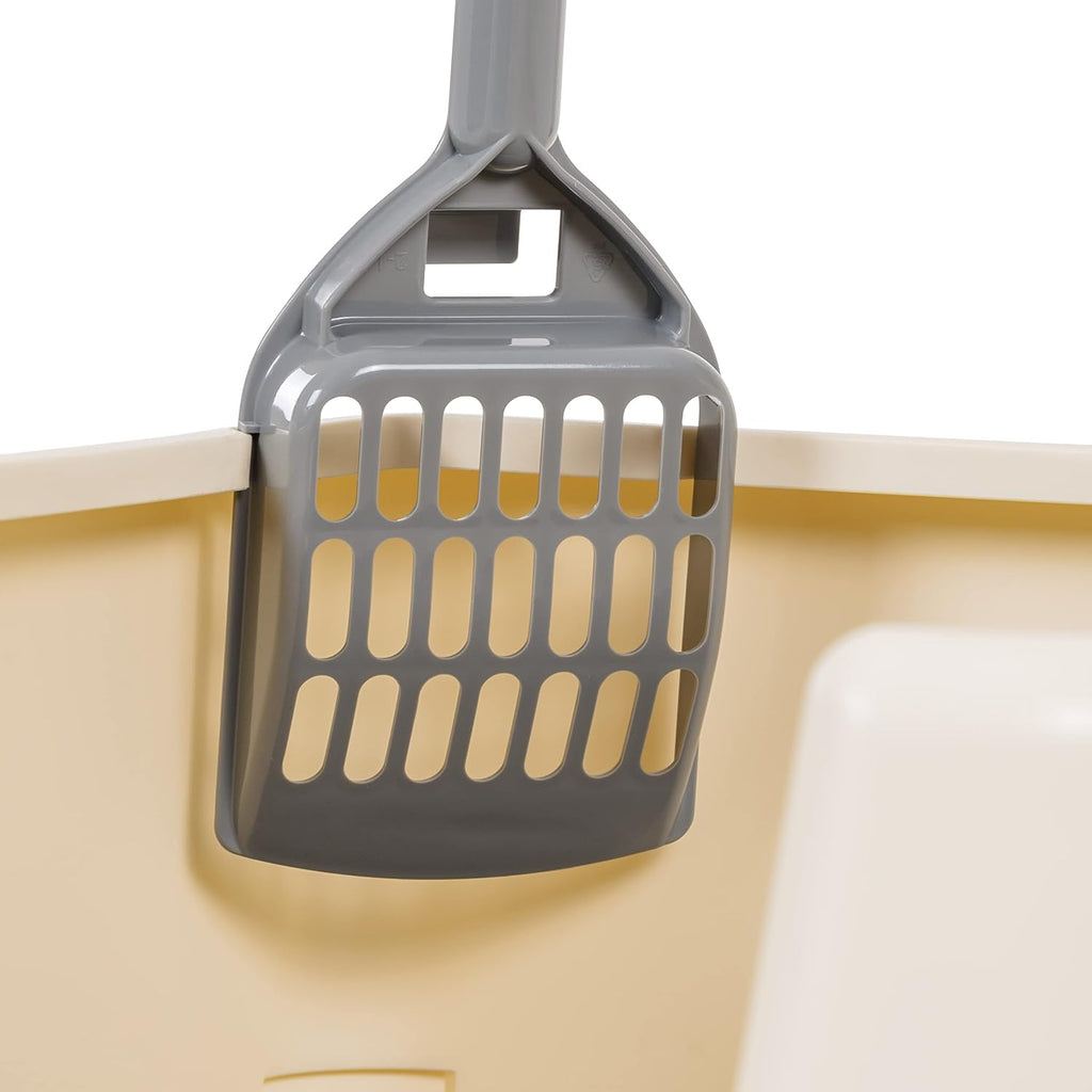 Amazon Basics Large Cat Litter Box with High Sides, Open Top for Easy Access, Includes Scoop with Storage, 19" x 15" x 1