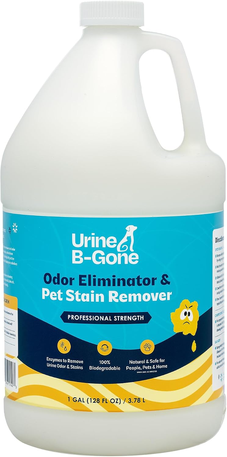 Urine B-Gone, Professional Enzyme Odor Eliminator & Pet Stain Remover, Human, Cat & Dog Urine Cleaner, Effective on Laun
