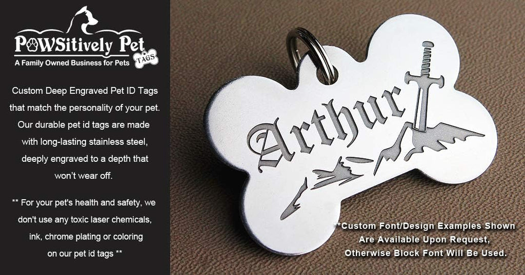 DEEP Engraved Premium Dog & Cat ID Tag – Personalized, Stainless Steel, Long-Lasting Durability - XL Bone 1-1/3"x2 (2-Si