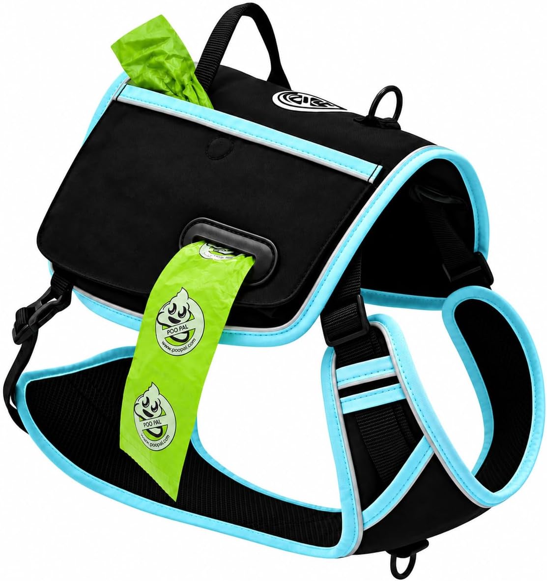 Poo Pal Dog Harness with Built-in Poop Bag Pockets & Dispenser XL
