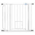 Carlson 29–36.5" Extra Wide Walk-Thru Dog Gate with Small Pet Door, White