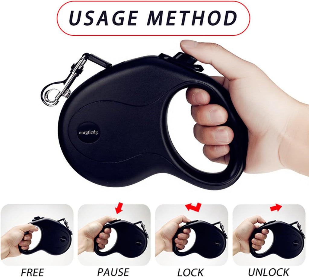 enrgticdg 16Ft Retractable Dog Leash,Light Weight Leash for Small to Medium Dogs/Cats Up to 50lbs,Stainless Steel Spring
