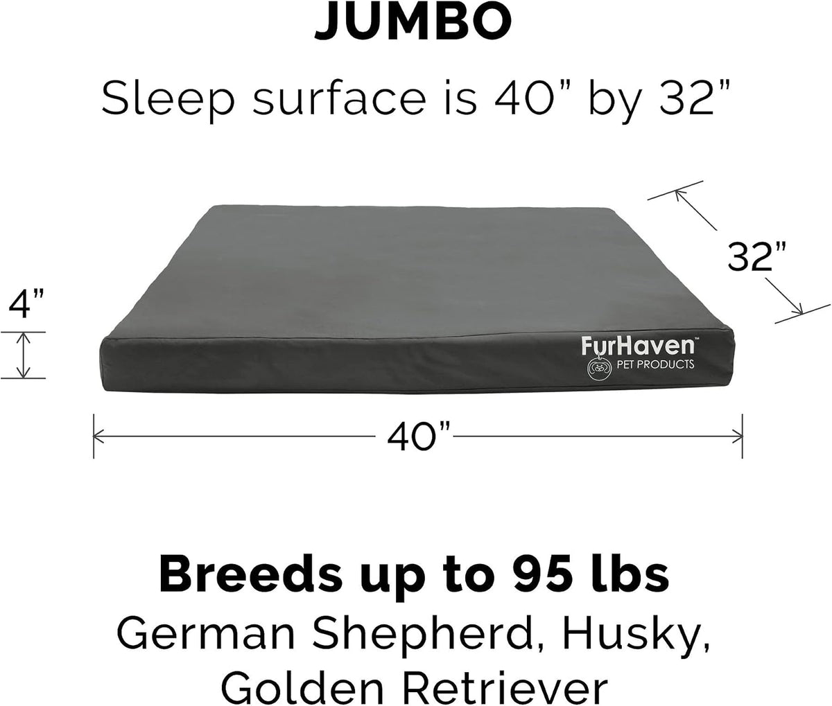 Furhaven Replacement Dog Bed Cover Water-Resistant Indoor/Outdoor Logo Print Oxford Polycanvas Mattress, Washable - Ston