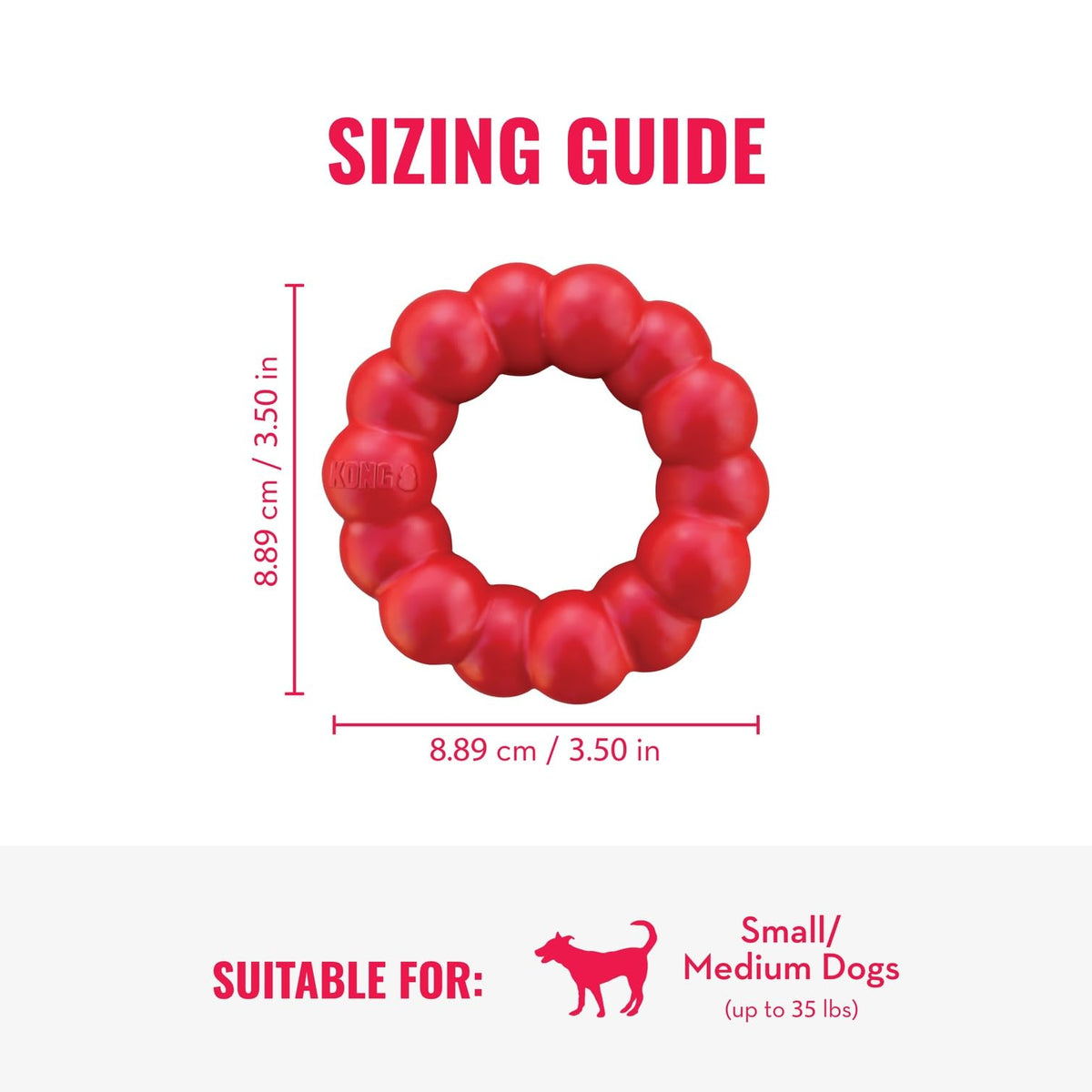 KONG Ring, Natural Rubber Chew Toy for Dental Health, for Small/Medium Dogs