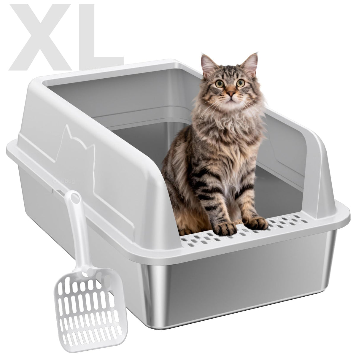 Pawfinch Steel Litter Set XL – XL Stainless Box + 30 x 24 in Mat
