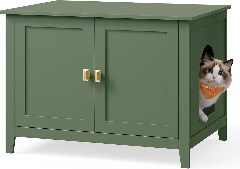 Feandrea Cat Litter Box Enclosure, Double Doors, Handles