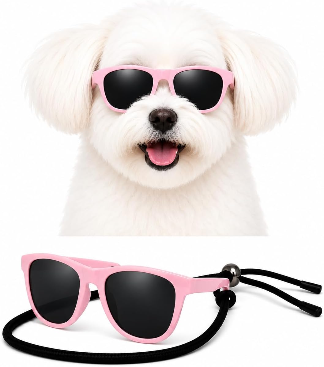 G014 Retro 80s Pet Dog Sunglasses Teacup Toy Small Medium Breed (S Dog up to 15 lbs, Black)