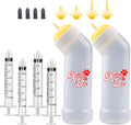 Kitten Nursing Nipple with Syringe, Wide Mouth Angled Puppy Feeding Bottles, with Ventilation Valve Resistant Tearing fo
