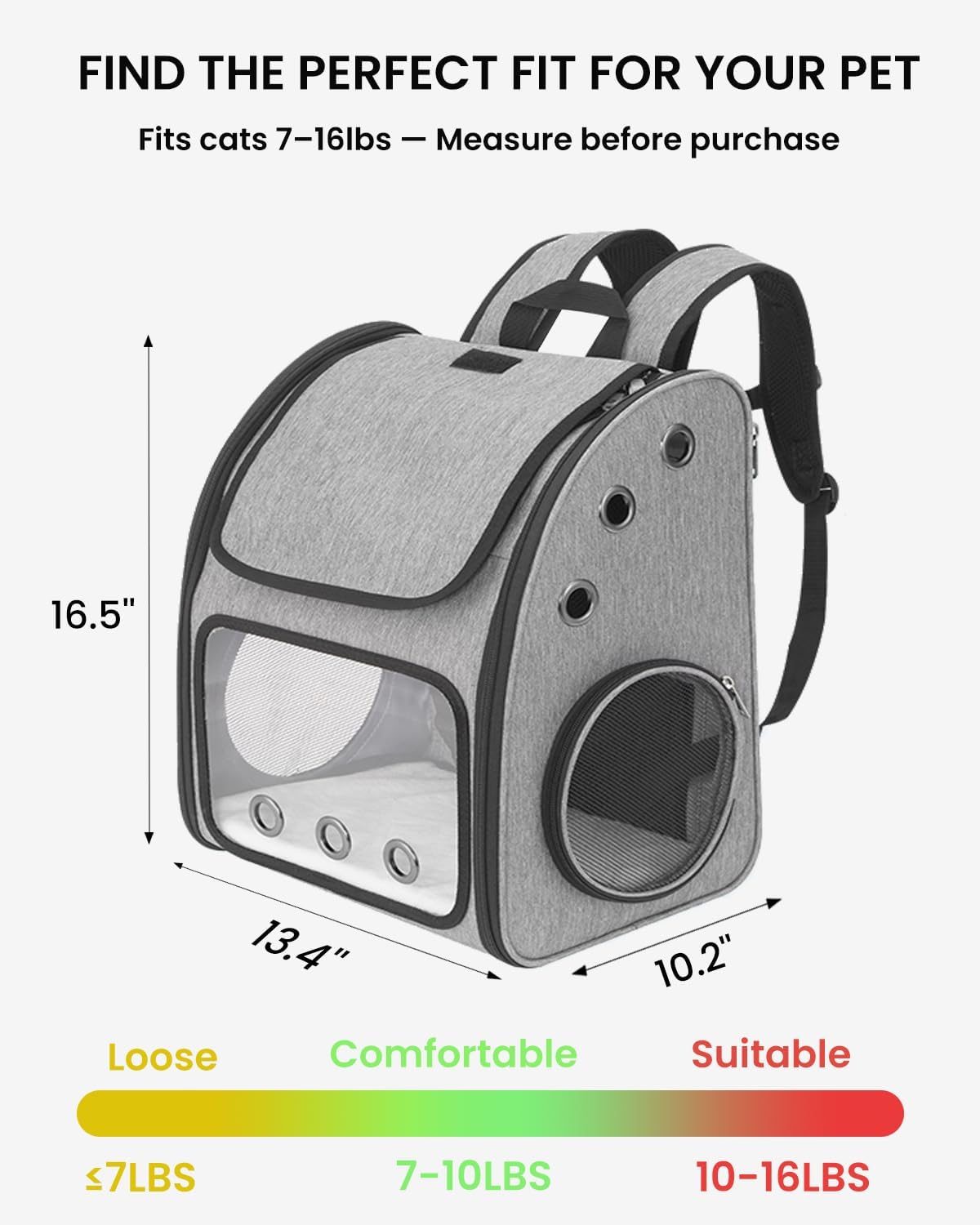 Expandable Cat Backpack Carrier for Small Cats/Dogs Airline Approved
