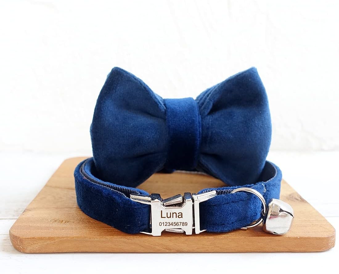 Cat Collar Personalized with Name Phone Number Engraved,Customized with Bell for Small Dogs Puppy Kitten