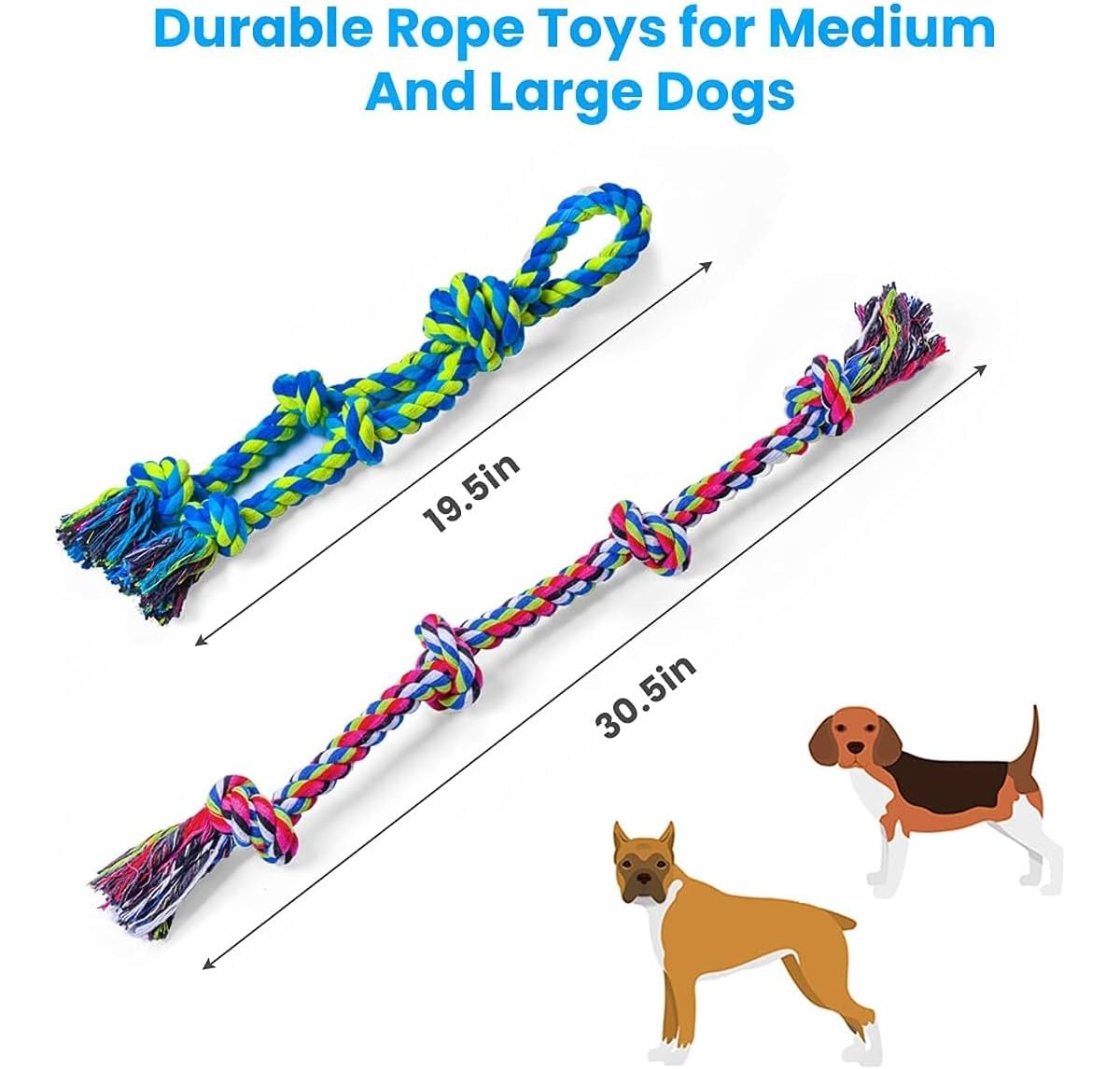 Feeko Dog Rope Toys for Large Breed Aggressive Chewers, Tough Chew Dog Toys