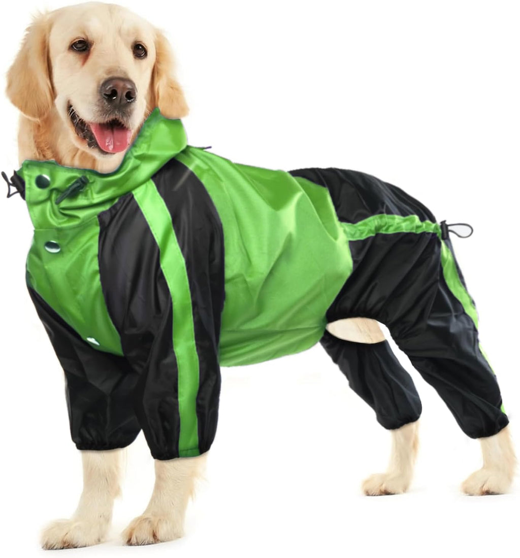 Dog Raincoat, 4 Leg Waterproof Dog Rain Jacket with Hood, Purple M