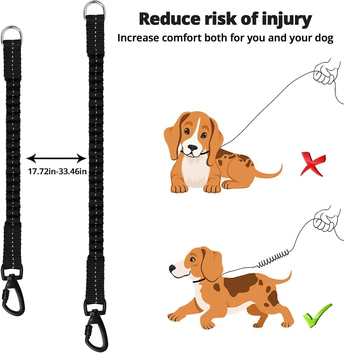 Long Dog Leash 10 FT: Heavy Duty Rope Leashes for Dogs Training with Swivel Lockable Hook Reflective Threads Bungee and 