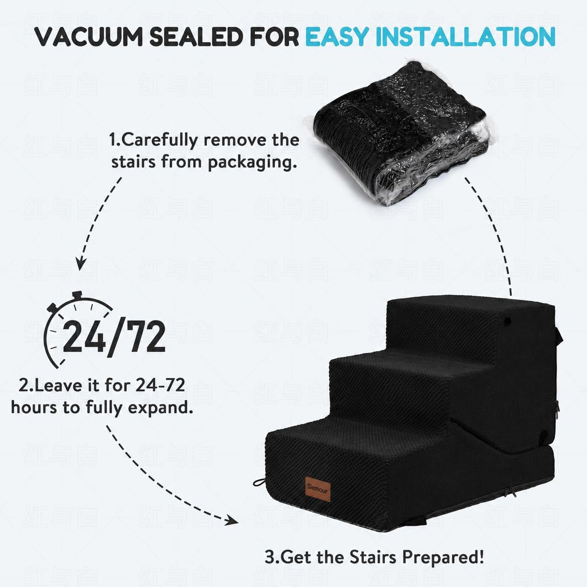 5-Step Dog Stairs and Ramp for Small Dogs and Cats, Pet Steps for High Bed with Non-Slip Bottom, Black