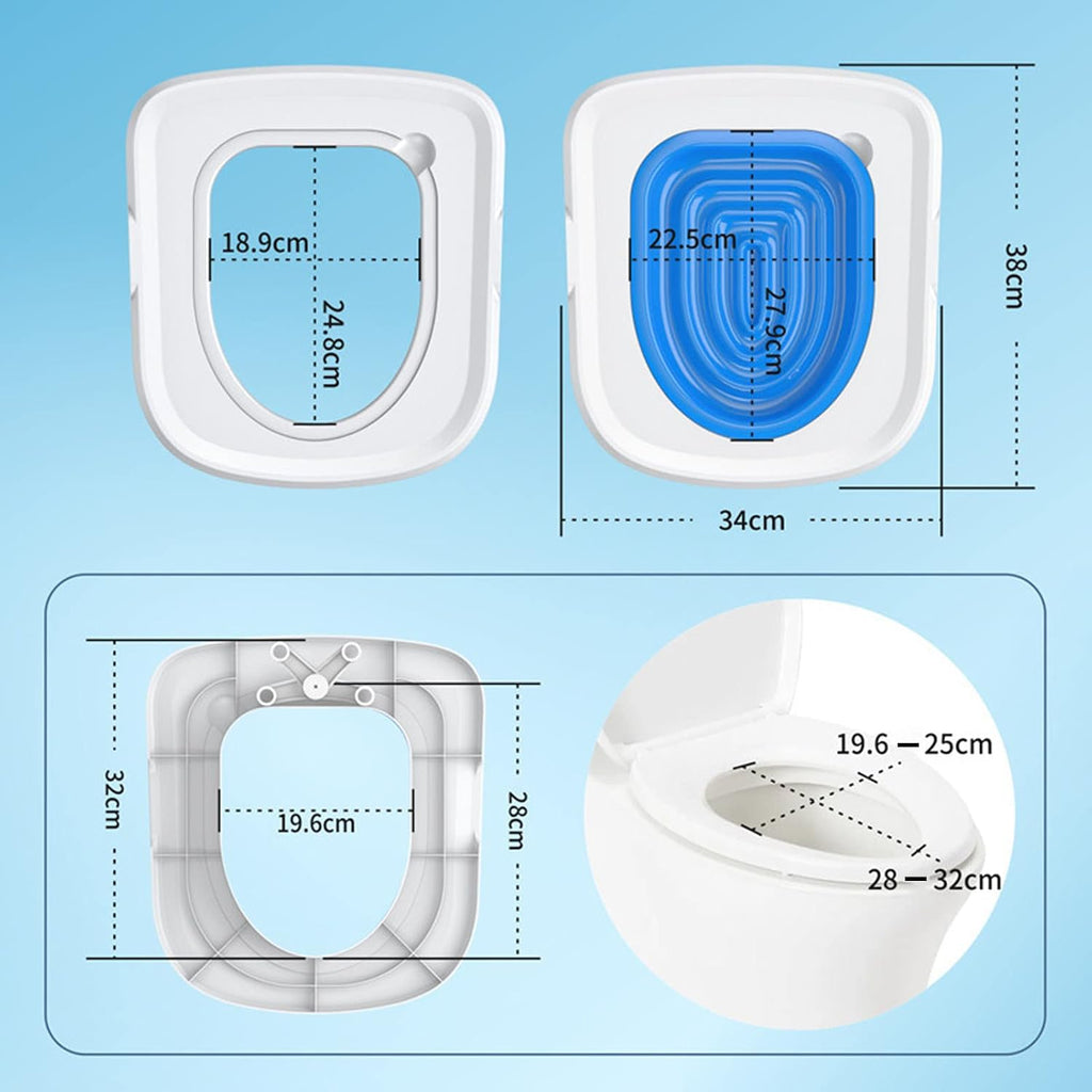 Cat Toilet Training Kit, Universal Reusable Cat Toilet Trainer for Pet Cleaning (White Tray, 1 Blue Inner Support)