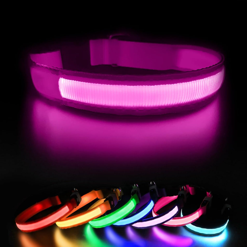 LED Dog Collar - Light Up Dog Collars Rechargeable - Waterproof Night Walking Glowing Dog Collar for Small, Medium, Larg
