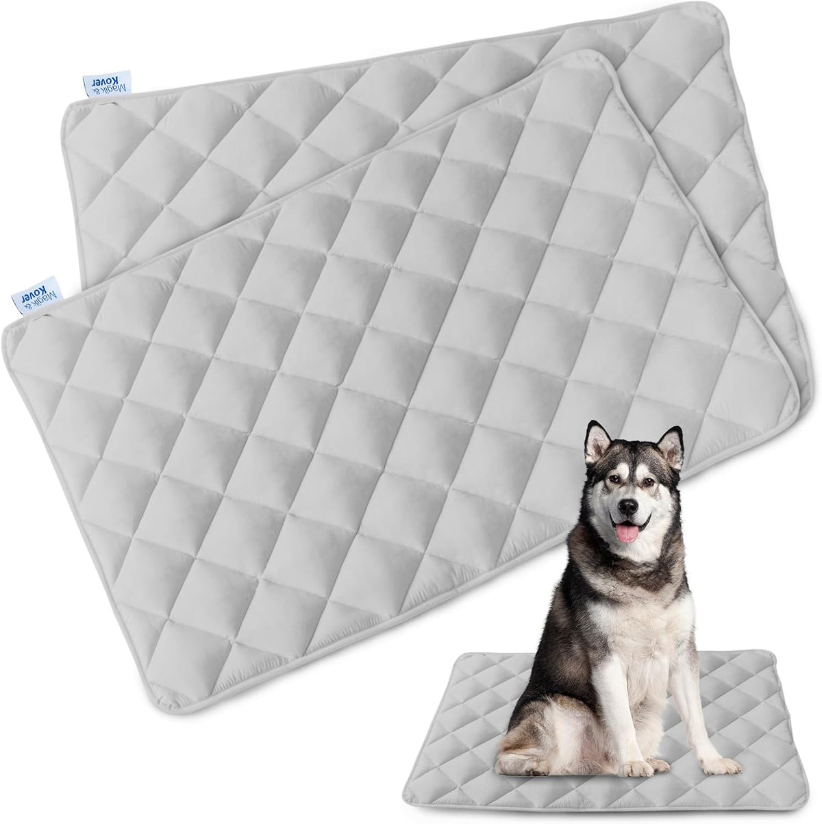 Dog Crate Pad 2 Pack (30" x 19"), Dog Crate Mat with Anti-Slip Bottom, Grey