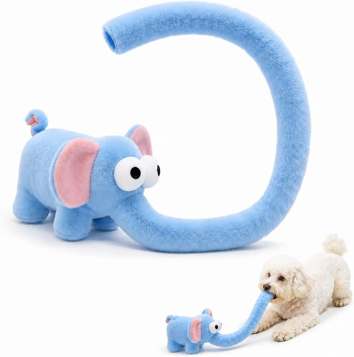 Elephant Squeaky Dog Toy, 26.0in Interactive Long Trunk Toy, 1 Pack (Blue)