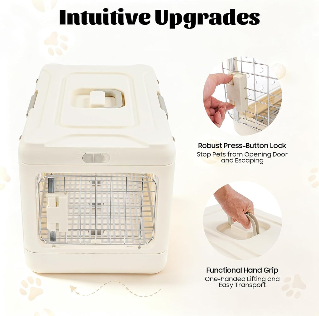 Collapsible Hard Cat Carrier Transparent Pet Crate for Cats & Small Dogs