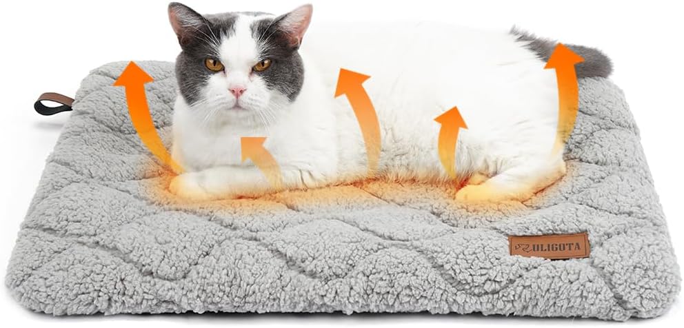 Self Warming Cat Bed Self Heating Cat Dog Mat 24 x 18 inch Soft & Fluffy Cat Bed Noiseless Thermal Pet Pad for Indoor Ou