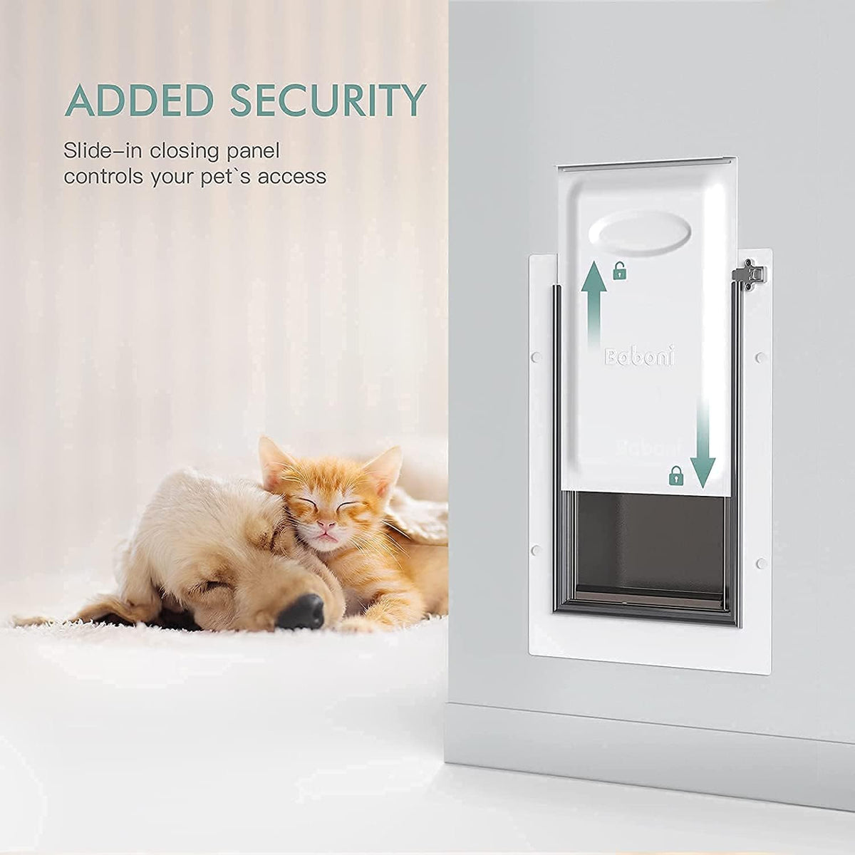 Baboni Pet Door for Wall,3-Flap,Steel Frame and Telescoping Tunnel, Aluminum Lock, Double Flap Dog Door and Cat Door, St