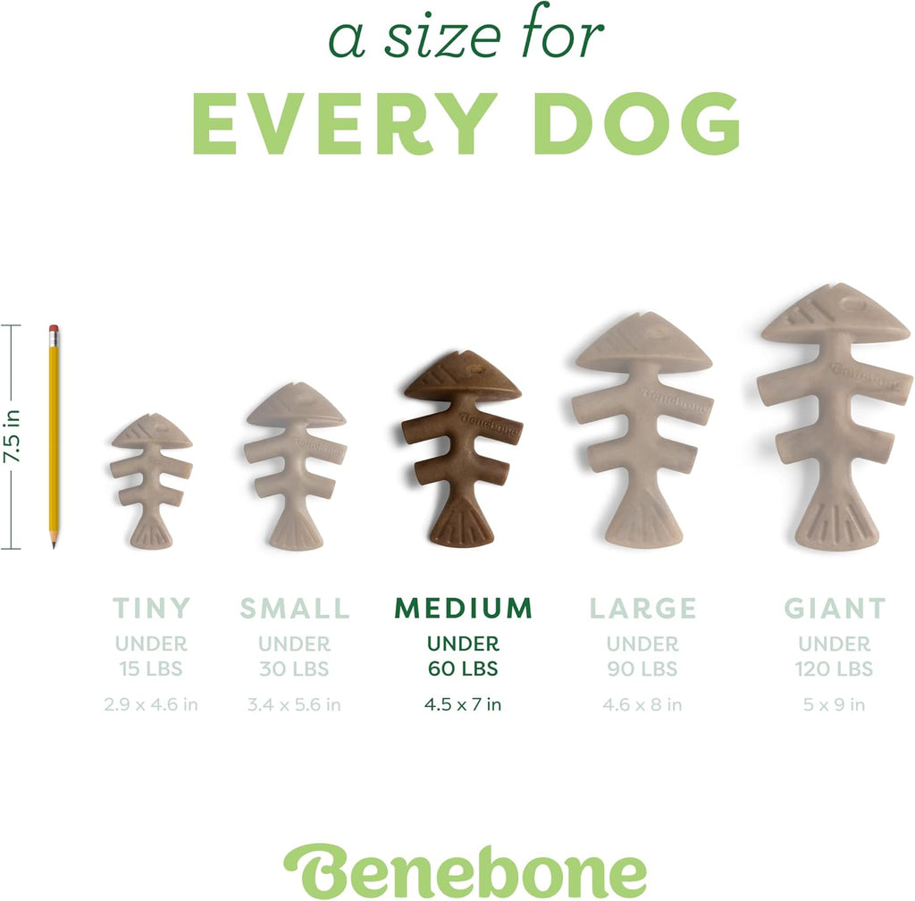 Benebone Fishbone Durable Dog Chew Toy for Aggressive Chewers, Medium