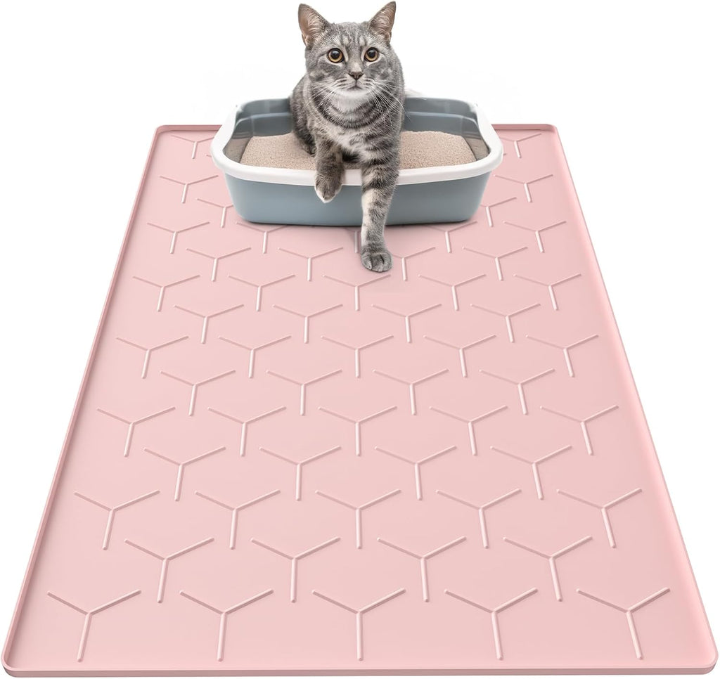 Silicone Cat Litter Mat 34×22 inch, Easy to Clean, Gray