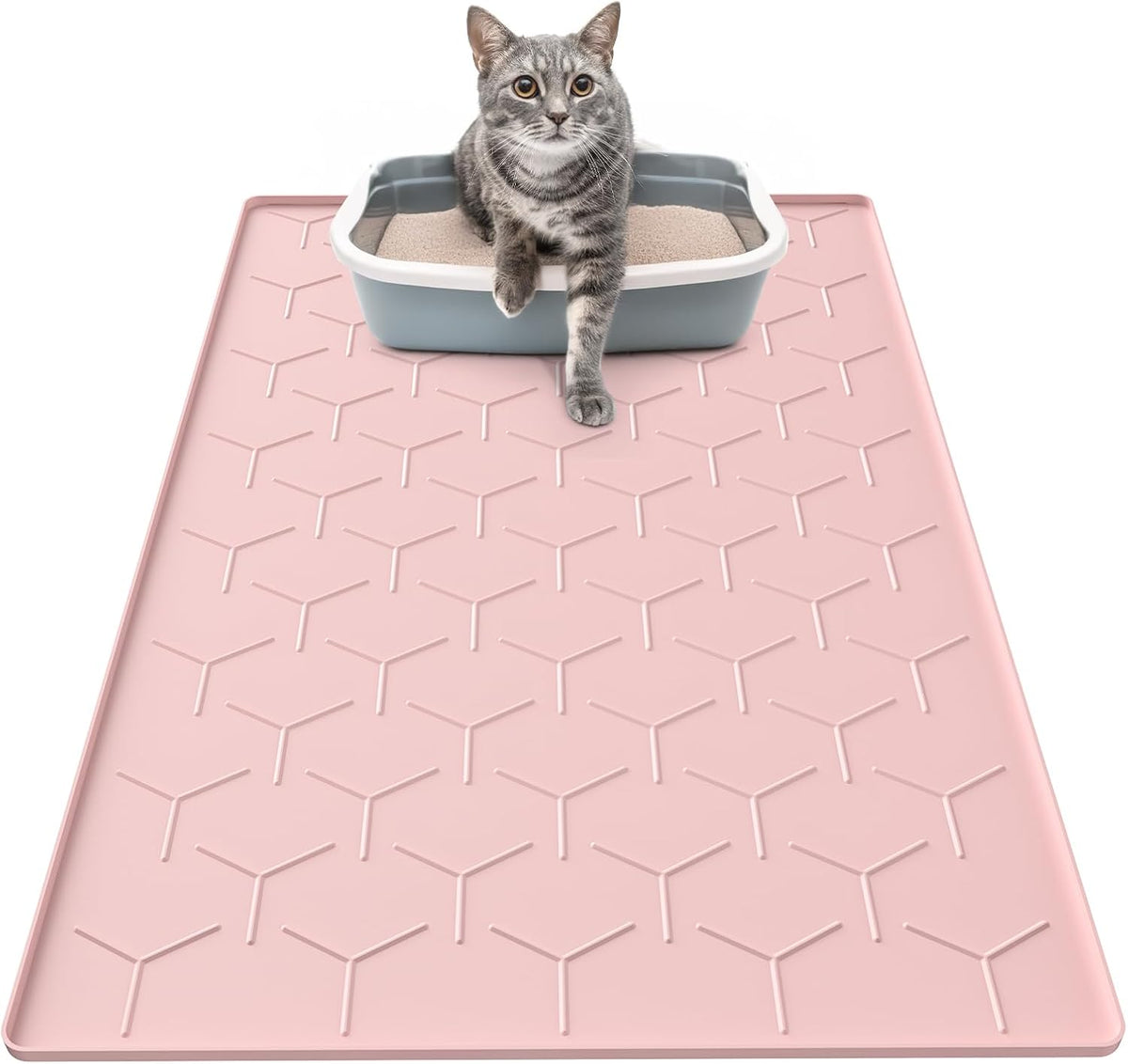 Silicone Cat Litter Mat 34×22 inch, Easy to Clean, Gray