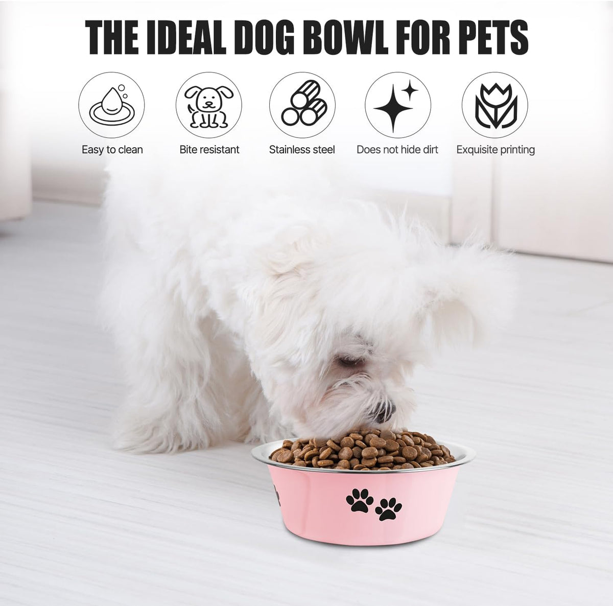 Stainless Steel Dog Bowls, Nonslip Rubber Bottom No Spill Proof Skid Metal Insulated Dog Bowls for Large Medium Small Br