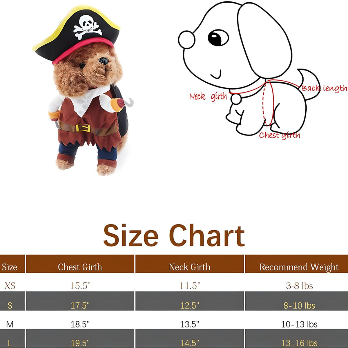NACOCO Pet Dog Costume Pirates of The Caribbean Style (Medium)