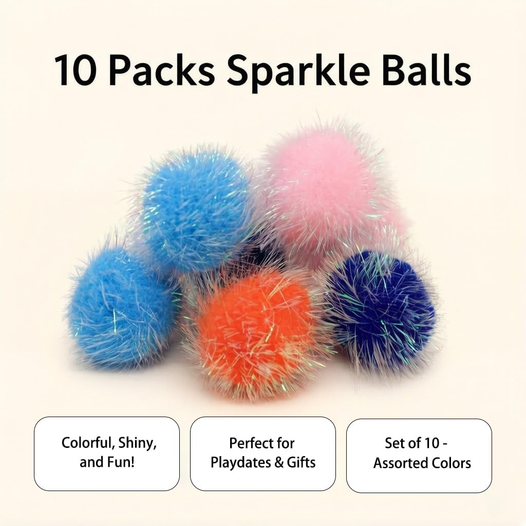 LASOCUHOO Cat Toys, 30 Packs Interactive Cat Toy Pack Including Cat Crinkle Balls, Cat Sparkle Balls, Spiral Springs for