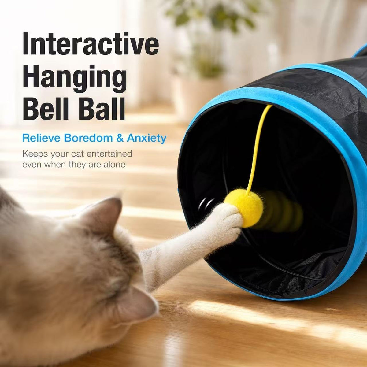 Black 6-Way Connectable Cat Tunnel, Collapsible Multi-Exit Pet Play Toy for Indoor Kittens