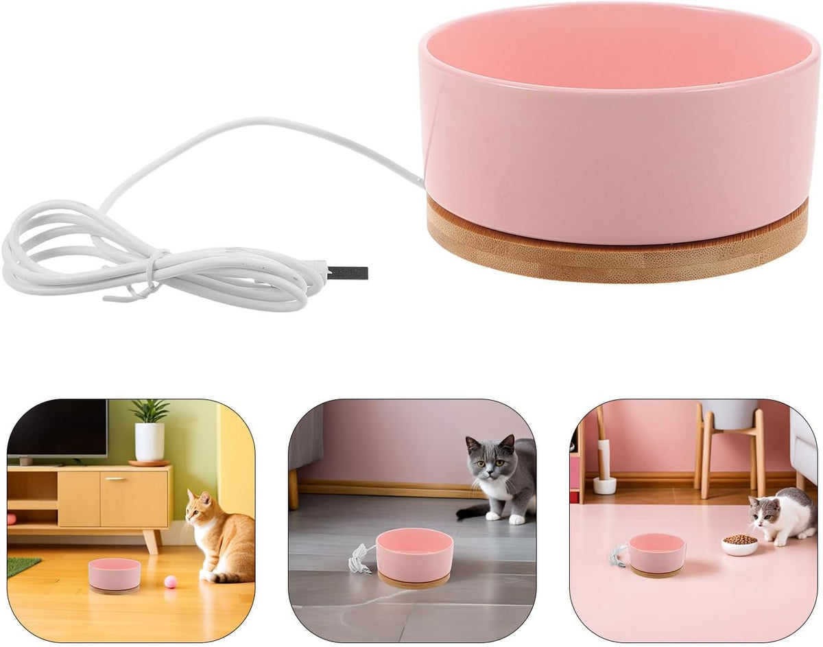 Heated Cat Water Bowl for Kittens, USB Powered 350ml Pink