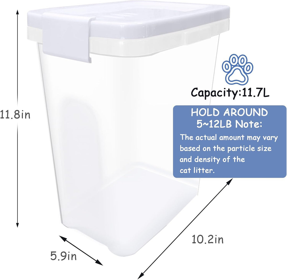 2 Pcs Cat Litter Storage Container Airtight Sealable Lid with Spout Heavy