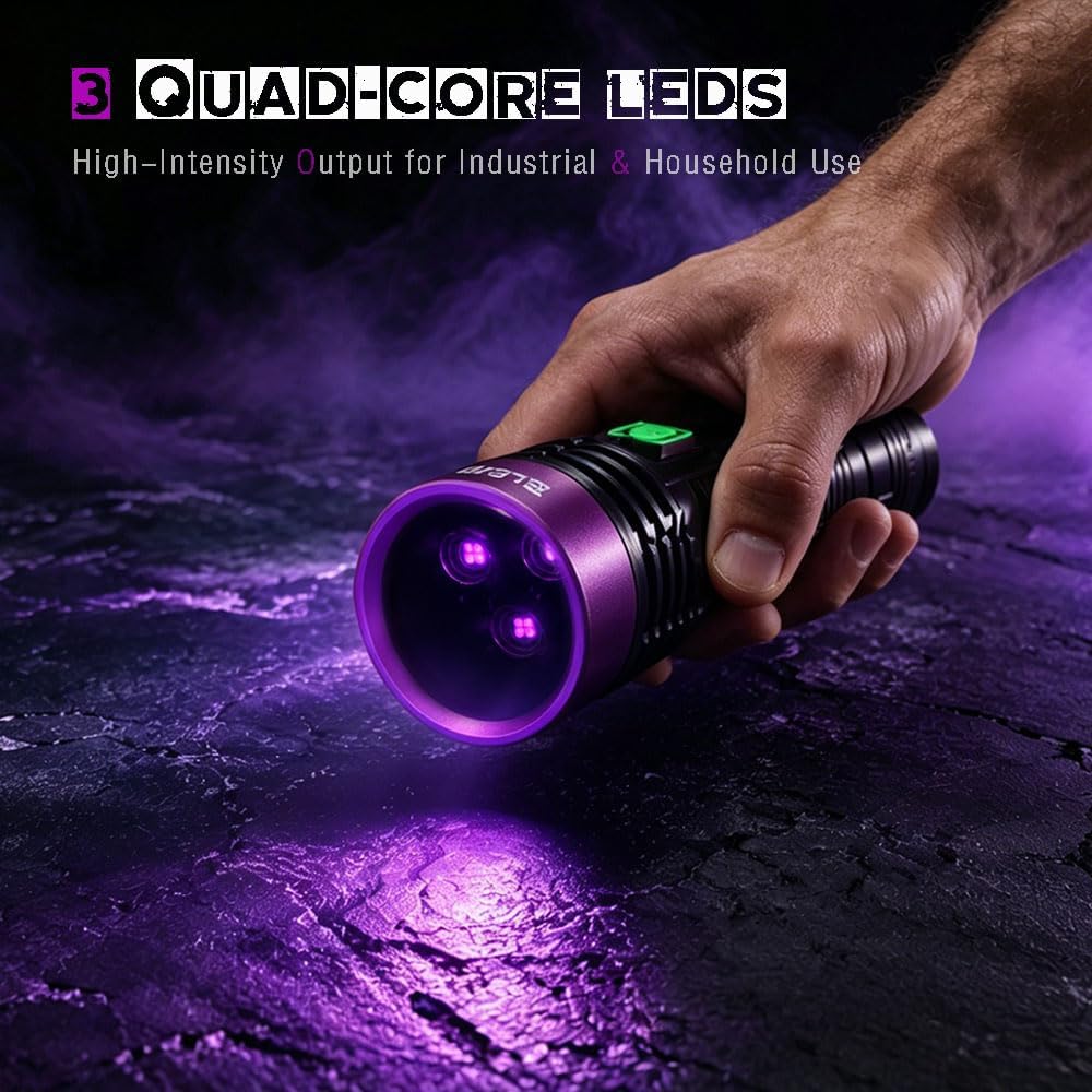 UV Black Light 365 nm Rechargeable Flashlight with Filter for Pet Urine