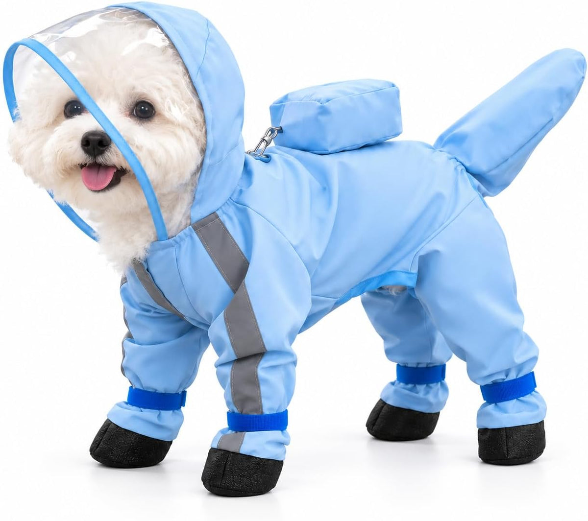 Dog Raincoat with Boots, Hooded Four-Leg Rain Suit for Small Dogs，A：Medium