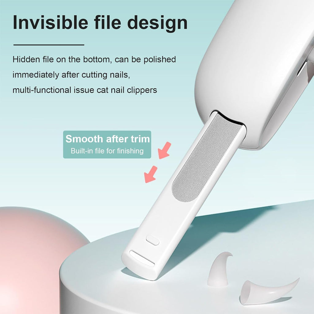 Cat Nail Clipper, Pet Nail Trimmer with 3-Level Safety Guard & Nail File