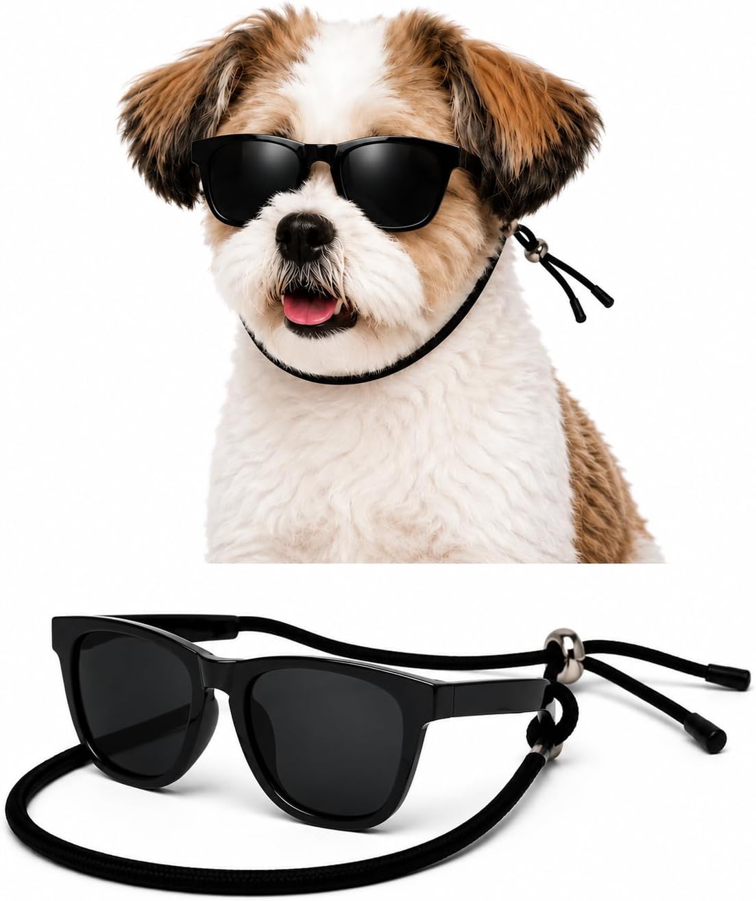 G014 Retro 80s Pet Dog Sunglasses Teacup Toy Small Medium Breed (S Dog up to 15 lbs, Black)