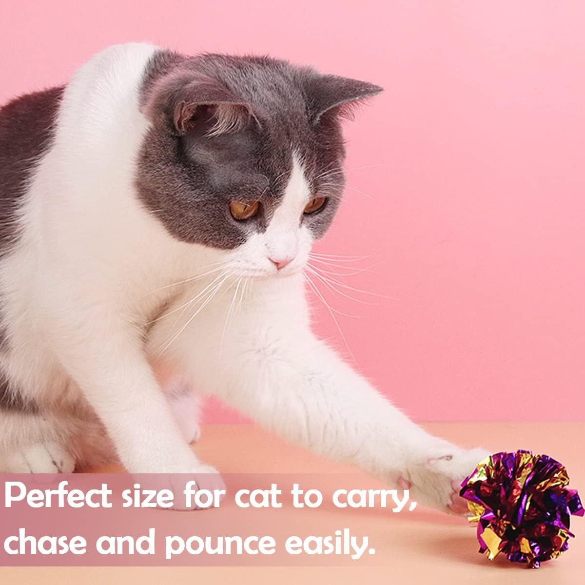 PET SHOW 20 Pack Cat Toy Crinkle Balls 2.5inch for Indoor Cats Kittens