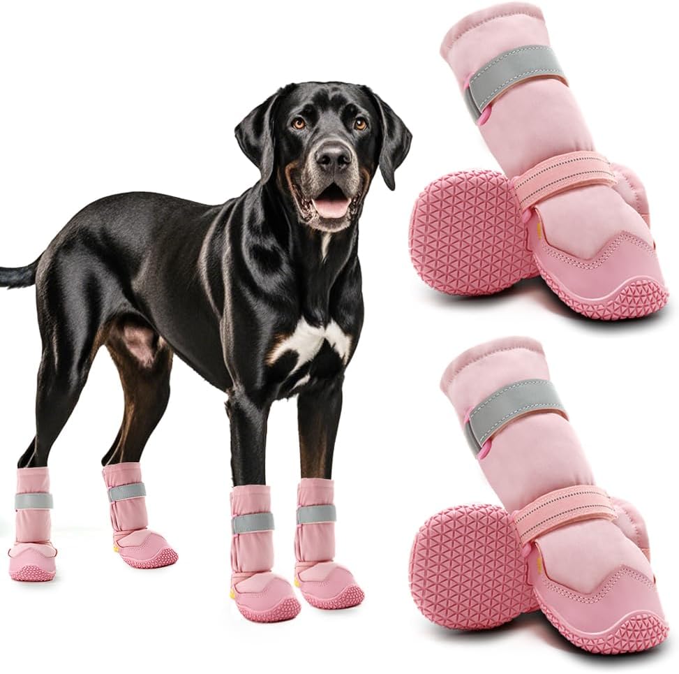 Dog Shoes for Dogs, Dog Booties for Dogs, Anti-Slip Dog Boots & Paw Protectors for Hot Pavement Winter Snow Hiking with 