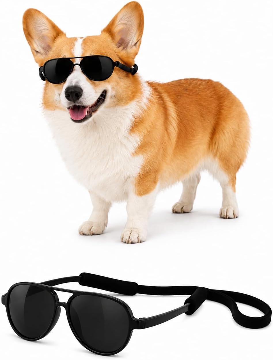 G010 Dog pet Costume Aviator Sunglasses for Medium Breeds 20-40 lbs (Black)