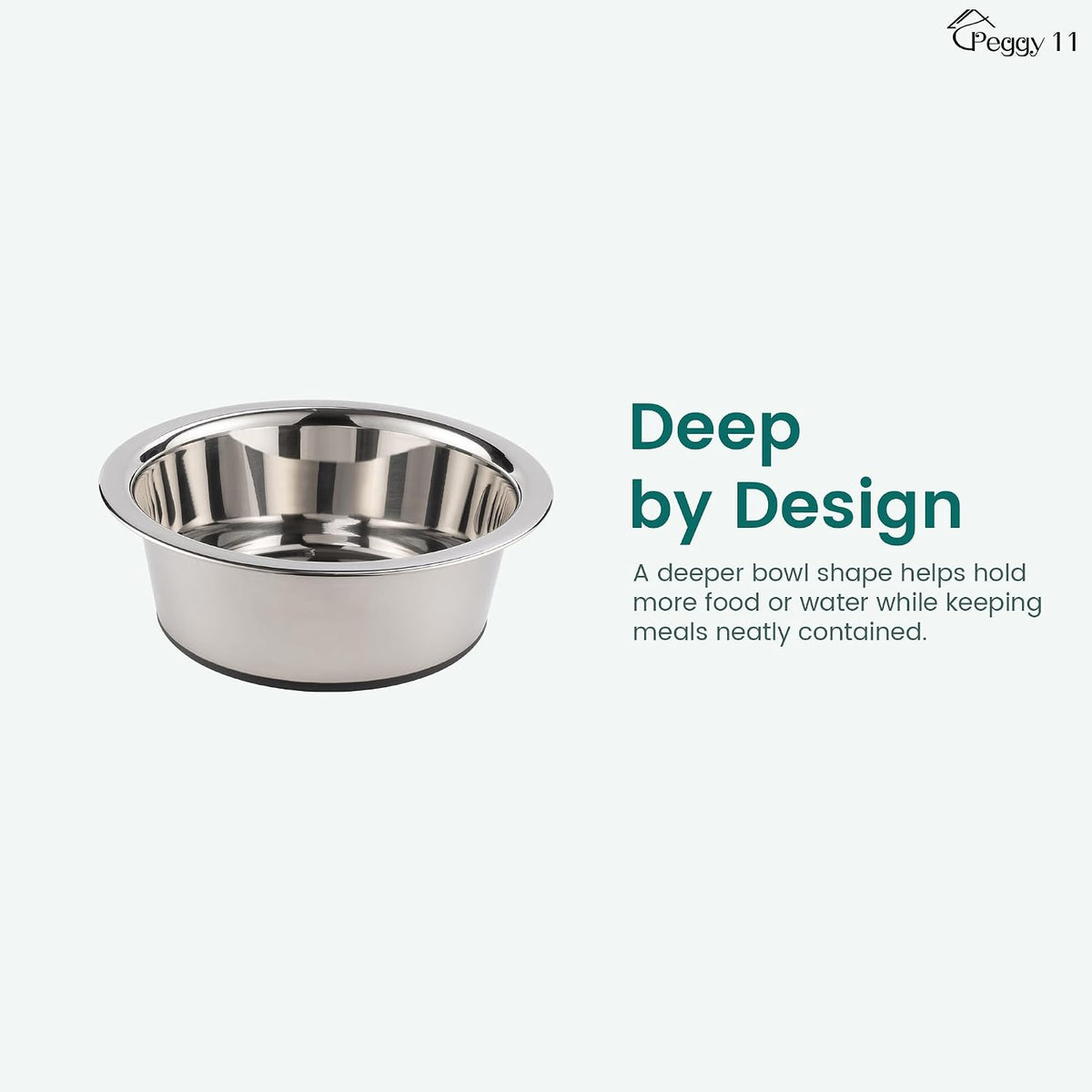 Deep Stainless Steel Dog Bowls, 3 US Cup Each, 2-Pack