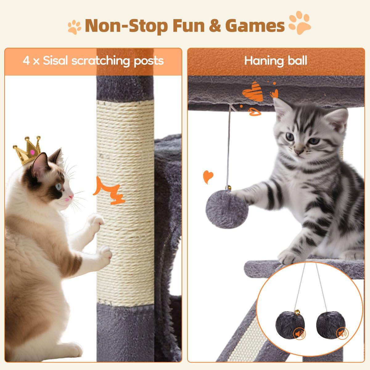 Taoqimiao Cat Tree, 38.5In Cat Tower for Indoor Cats, Suitable for Kittens