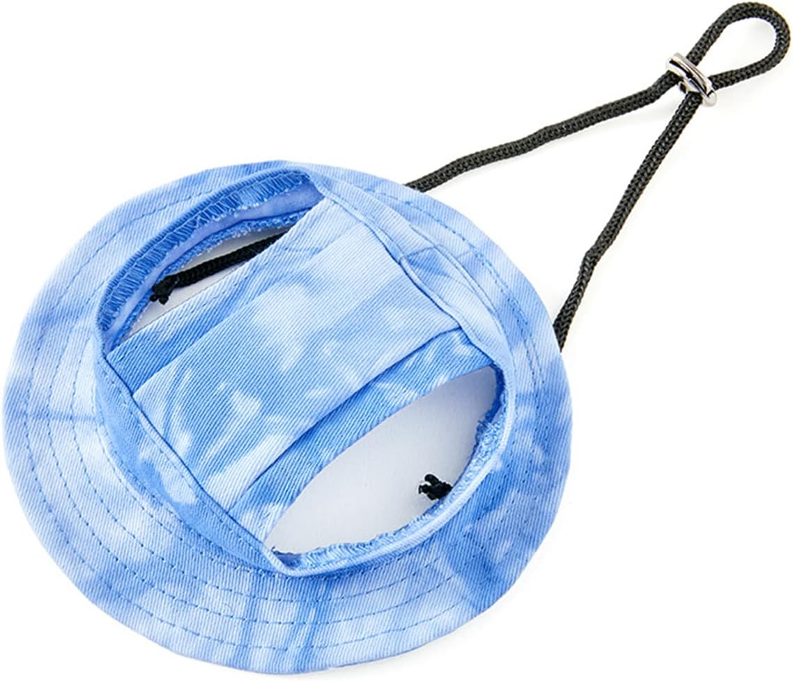 Round Brim Princess Hat Visor Hat Pet Dog Mesh Porous Sun Hat with Ear Holes for Small, Extra Small Dog Teddy, Pug, Chih