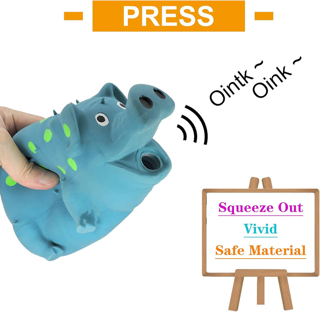 Andiker Dog Squeaky Toy, Dots Latex Dog Chew Toys with a Oinks Sound Squeaker Grunting Pig Dog Toy Durable Self Play 8" 