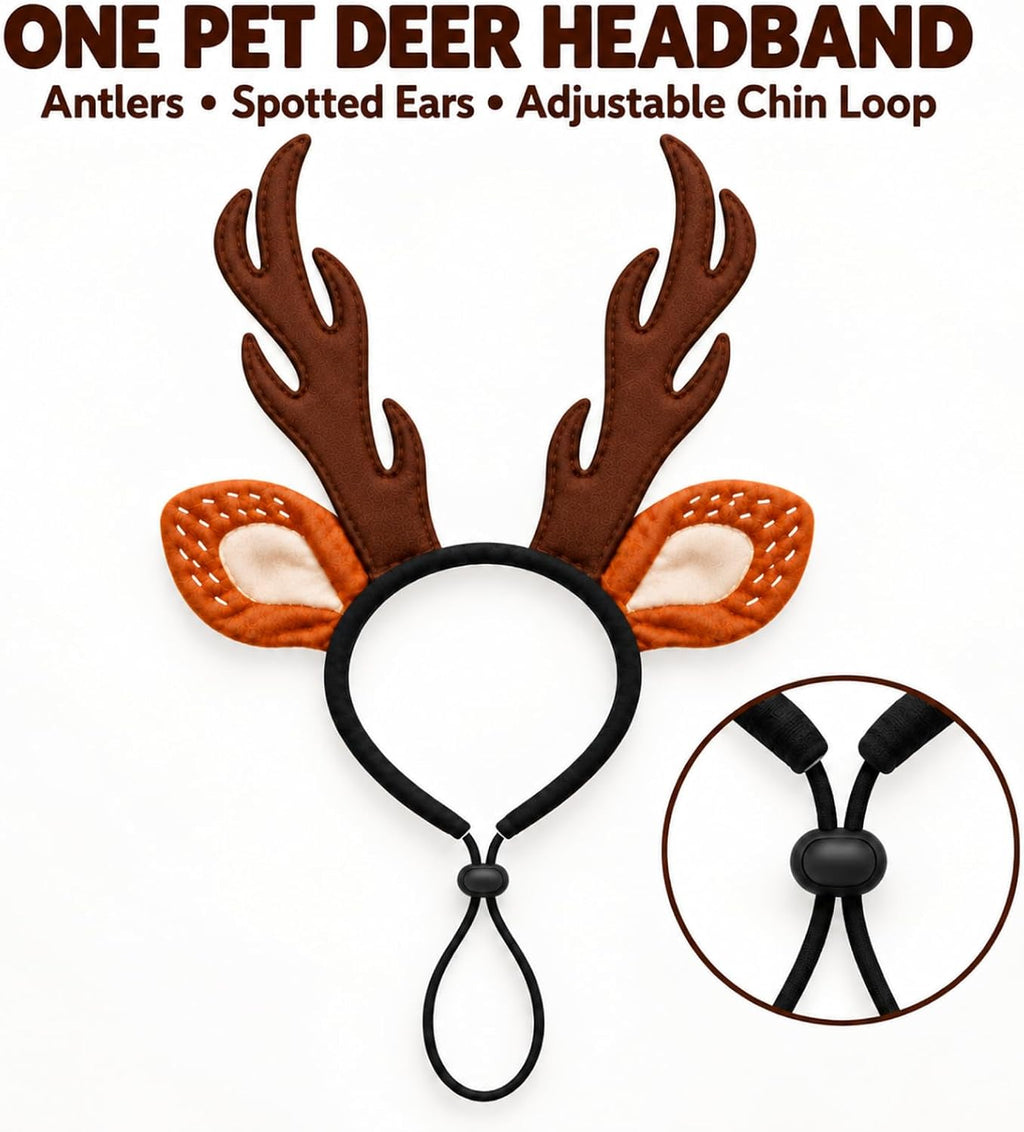Dog Reindeer Antlers Deer Ear Headband Pet Halloween Christmas Costume