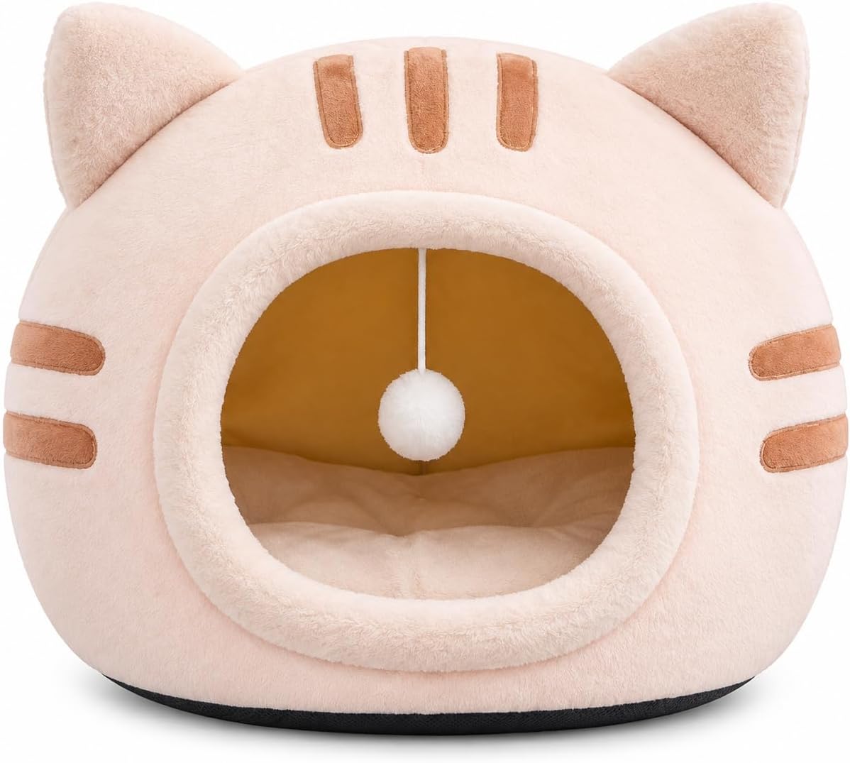 Cat Bed Cave Enclosed Cat Beds for Indoor Cats, Washable Covered Hideaway (Light Pink, L)