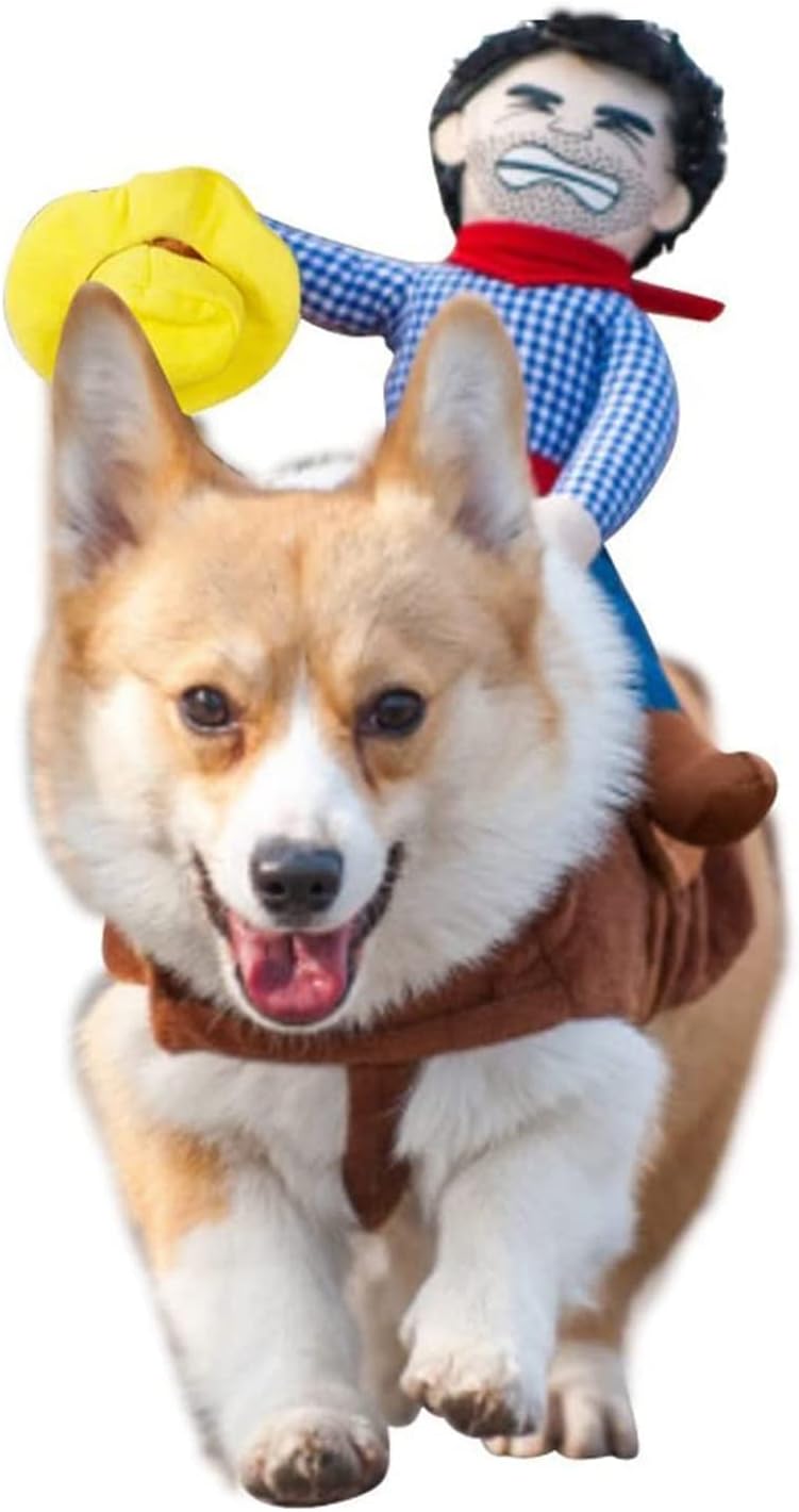 Cowboy Rider Dog Costume Dogs Outfit Knight Style Doll Hat Halloween Day Pet Costume (XL)