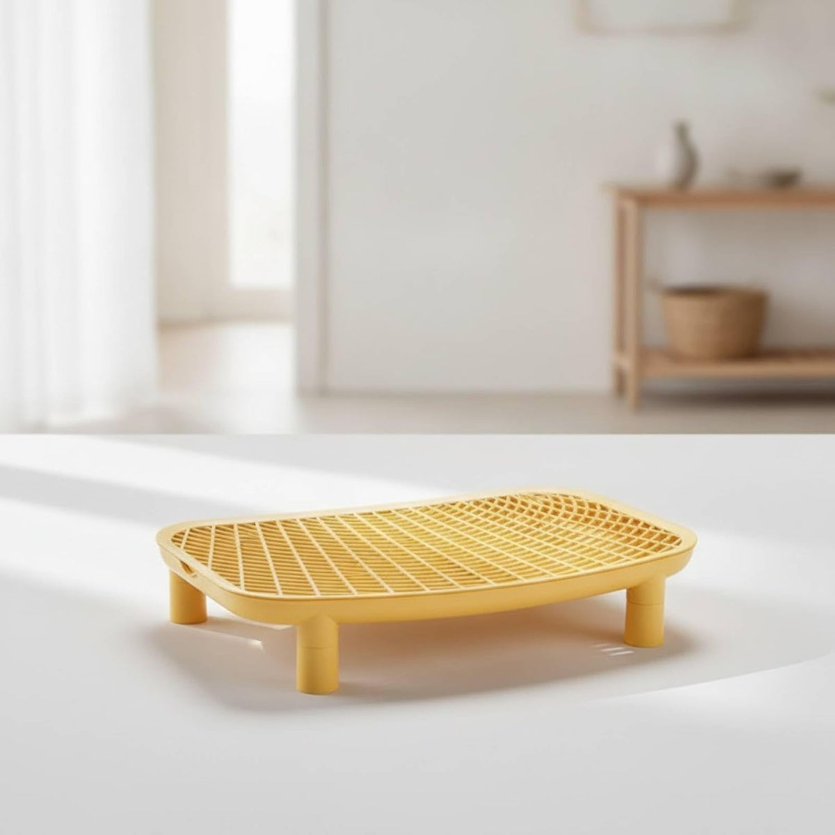 Easy-to-Clean Feline Litter Mat, Yellow