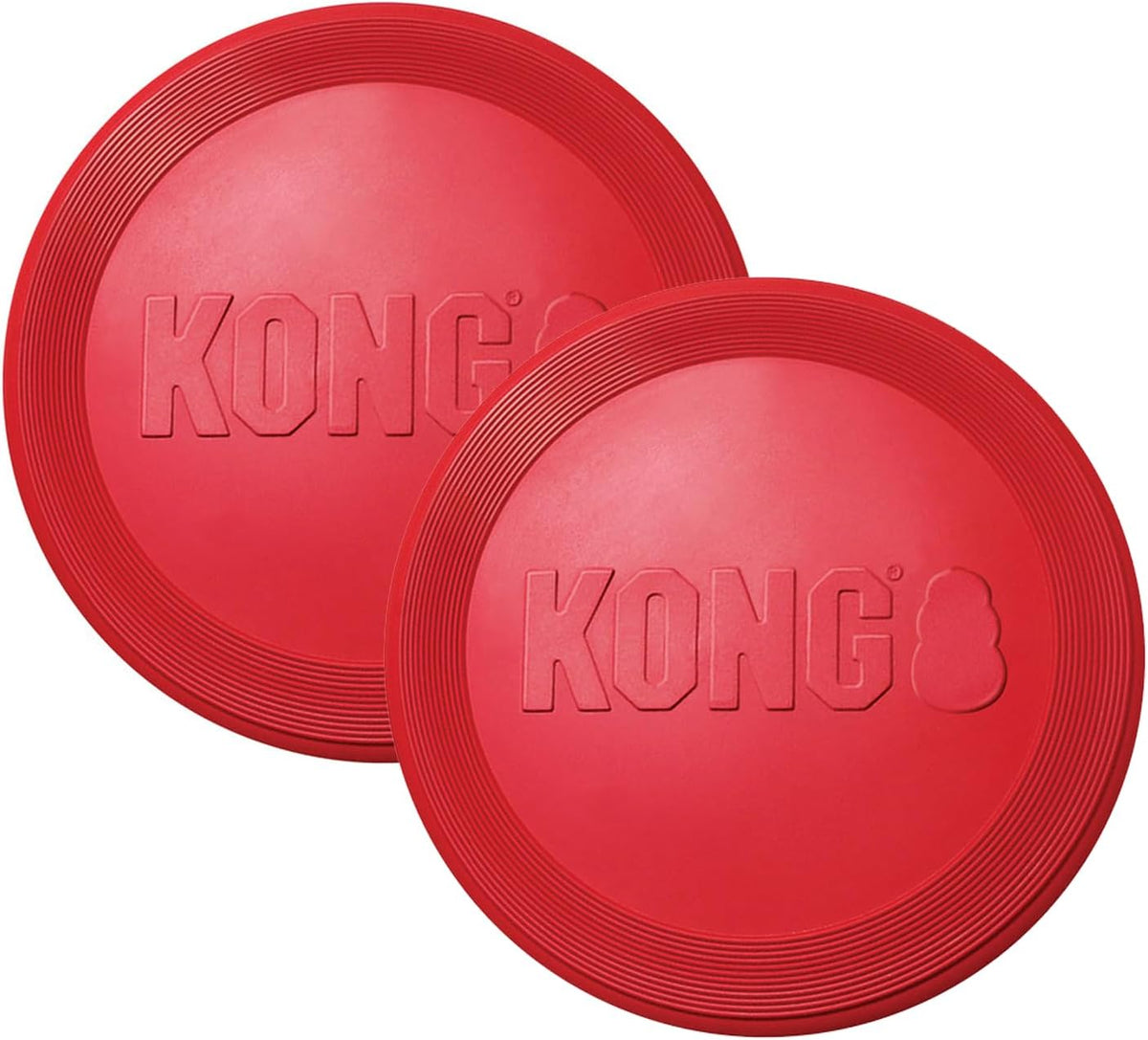 KONG Flyer Rubber Disc Dog Toy - for Catch, Fetch and Playtime - Red, Large 2 Pack